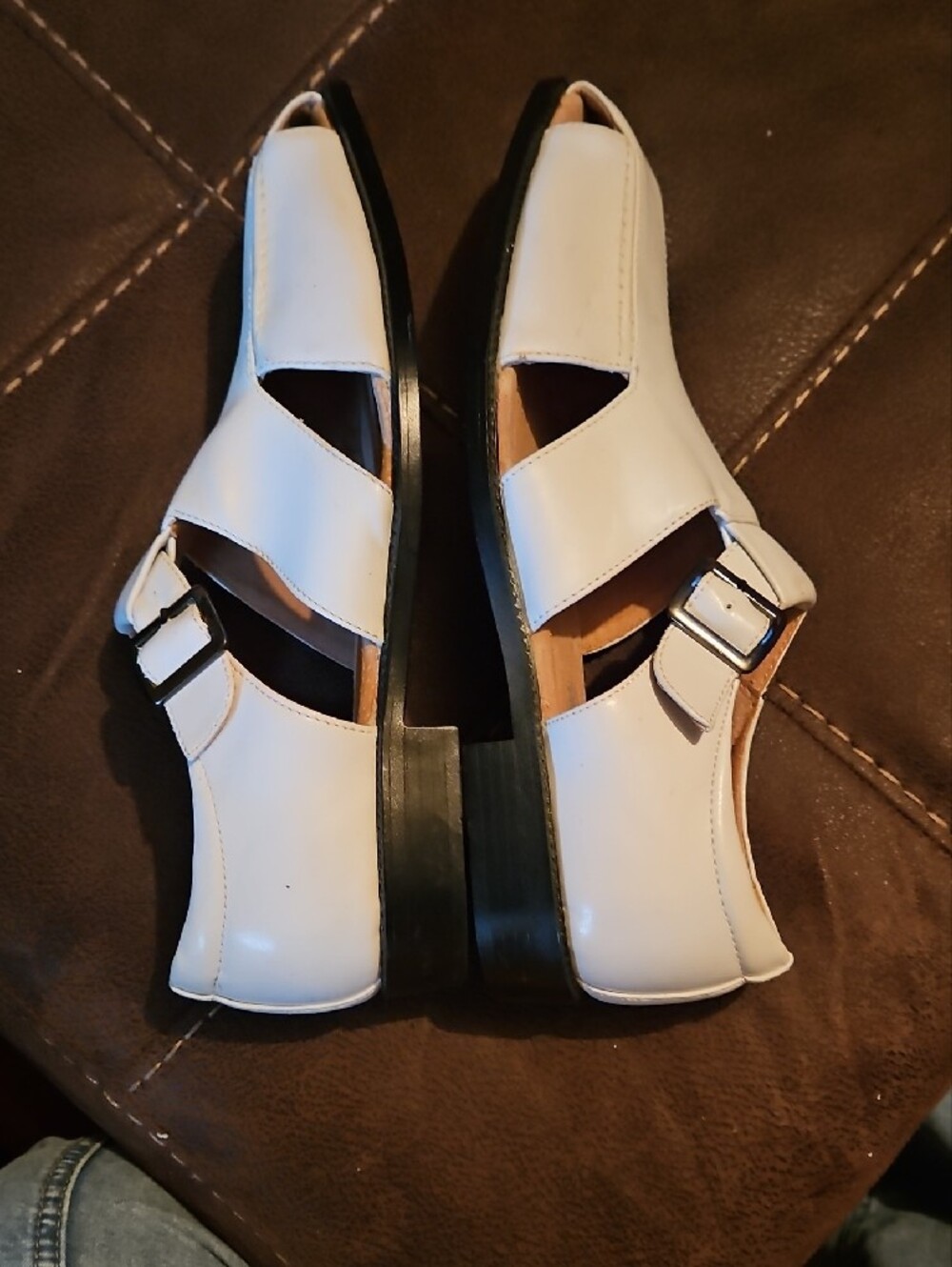Stacy Adams White Leather Fisherman-Style Slip-Ons Sandal 10M - Picture 8 of 17